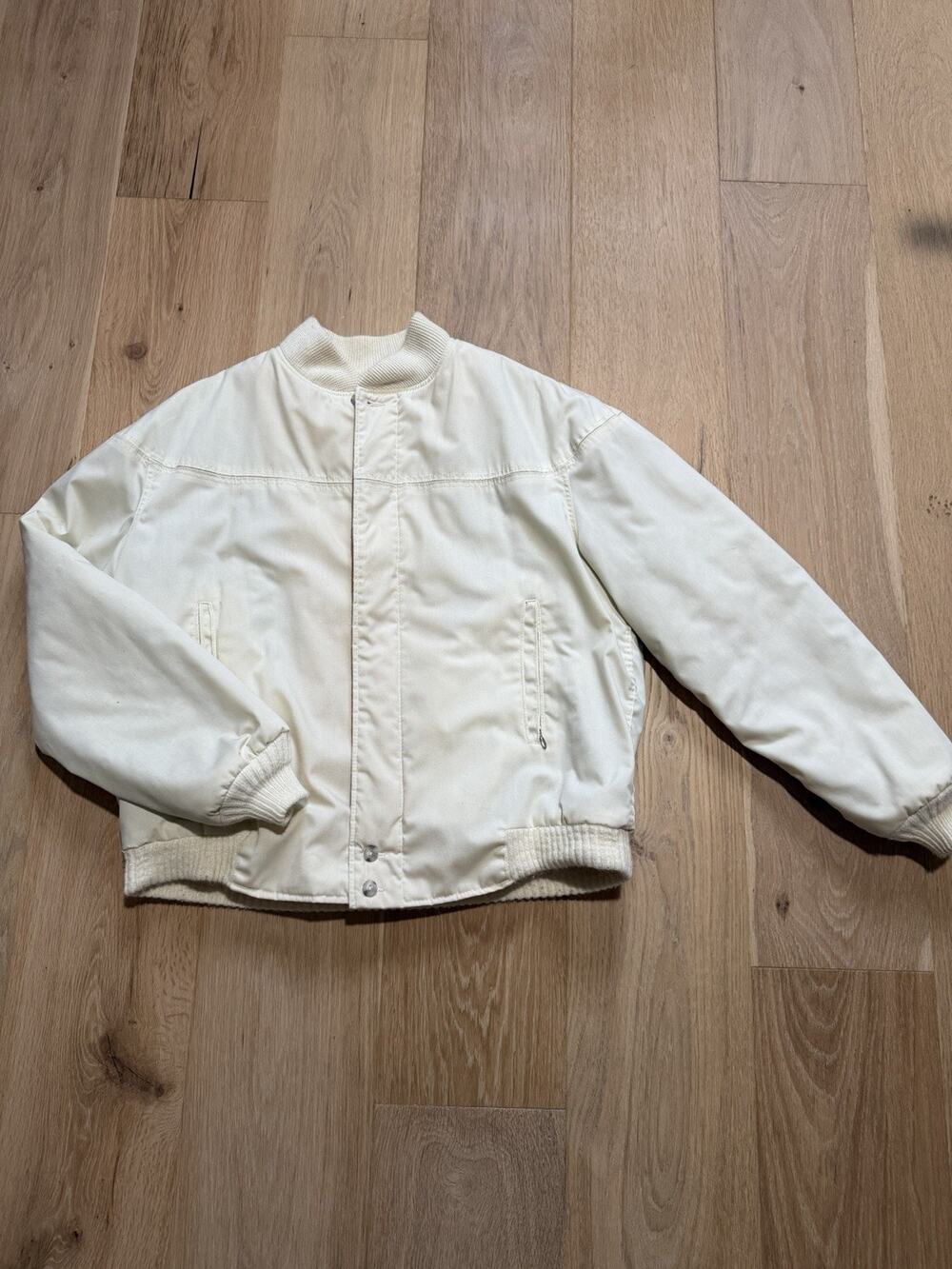 Vintage Original Varsity by Catalina Lined Bomber Jacket Size 42 Beige USA Made